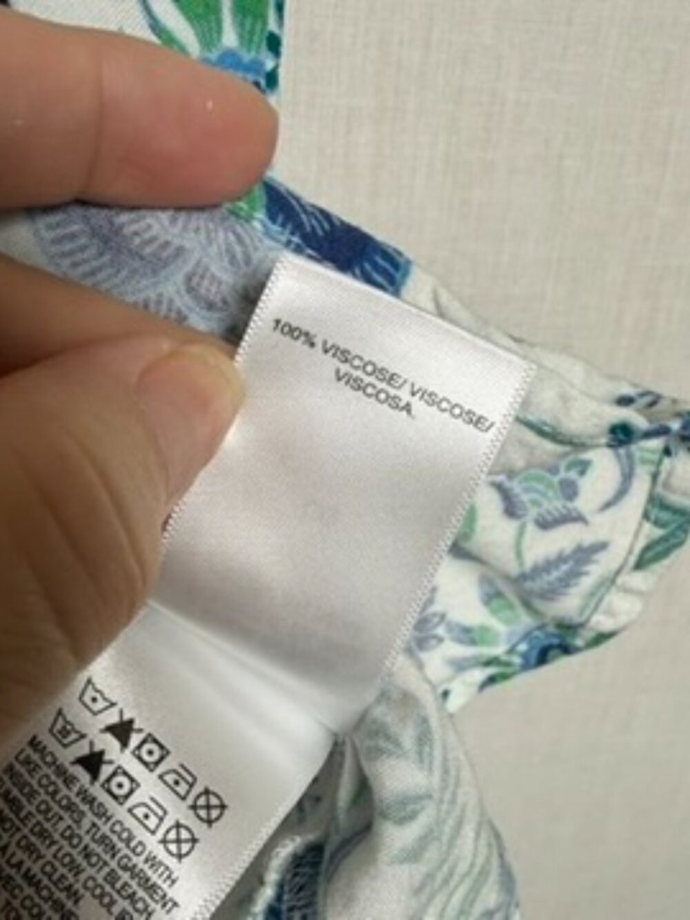 Lucky Brand Womens L Blue Green Floral Short Sleeve Button Front Blouse Boho - Picture 5 of 7